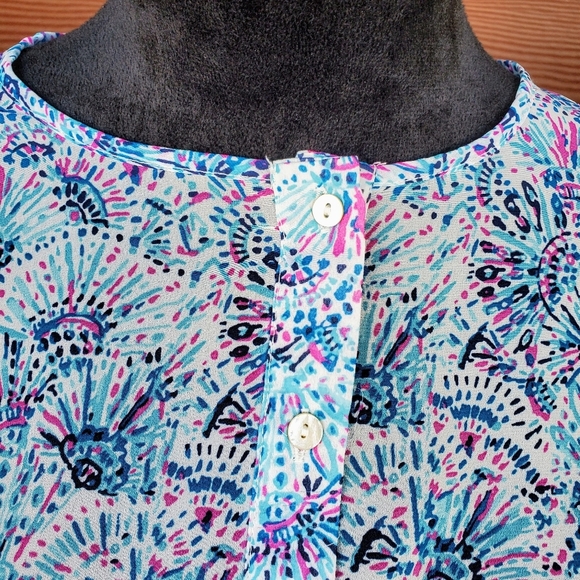 NWT Simply Southern Blue and Pink Multicolor Semisheer Buttontop Coverup Dress - Picture 9 of 16
